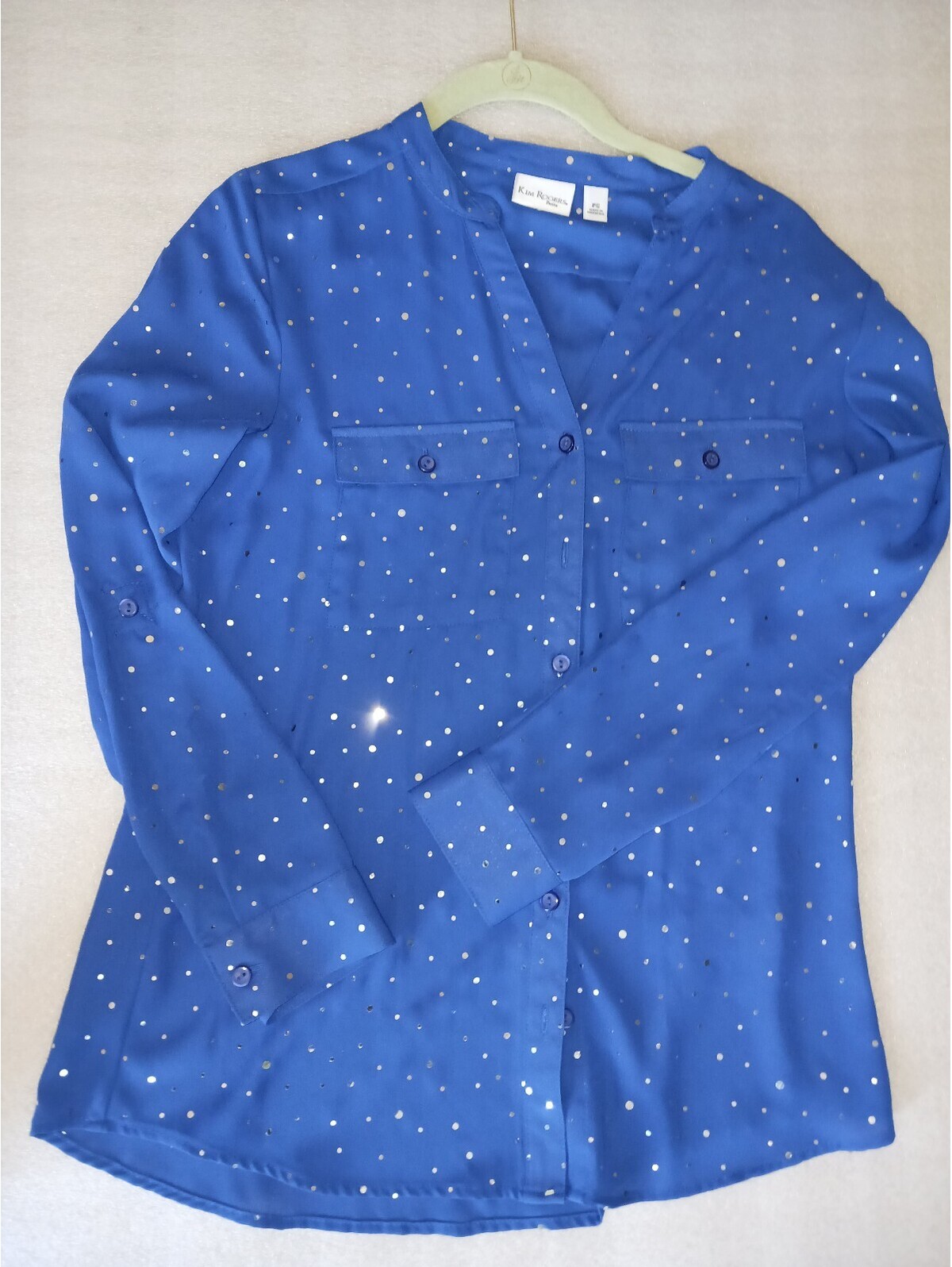 Kim Roger's Women's Knit Long Sleeve Button Down Blouse Sz Ps